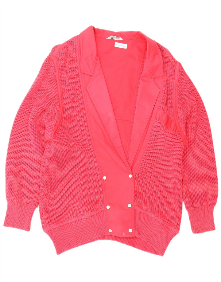 Vintage damski sweter rozpinany z podwójnymi piersiami IT 42 średni róż