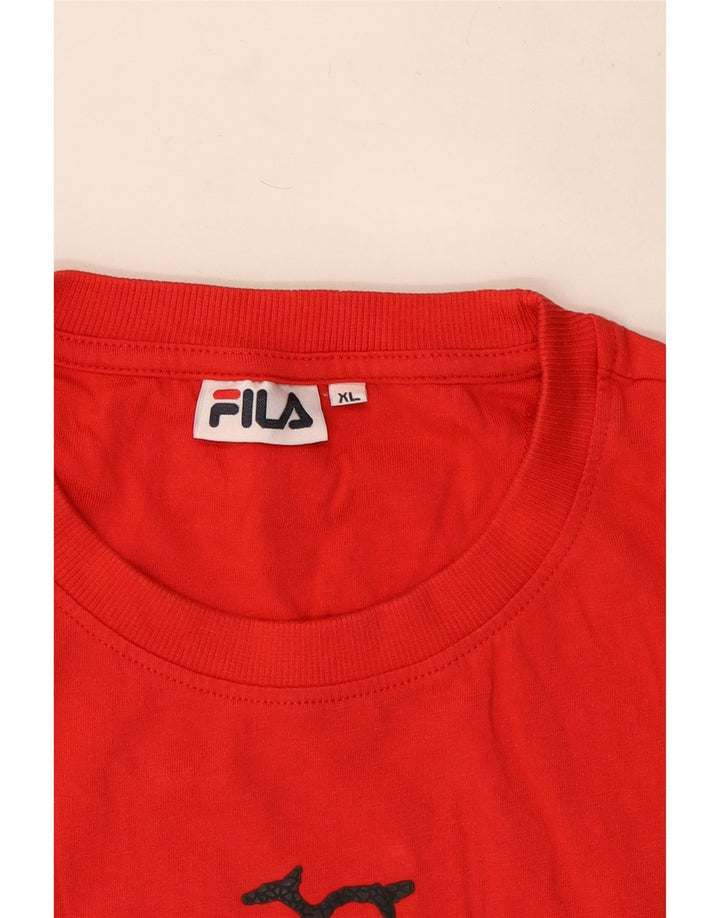 Męski T-shirt z grafiką Fila, XL, czerwony