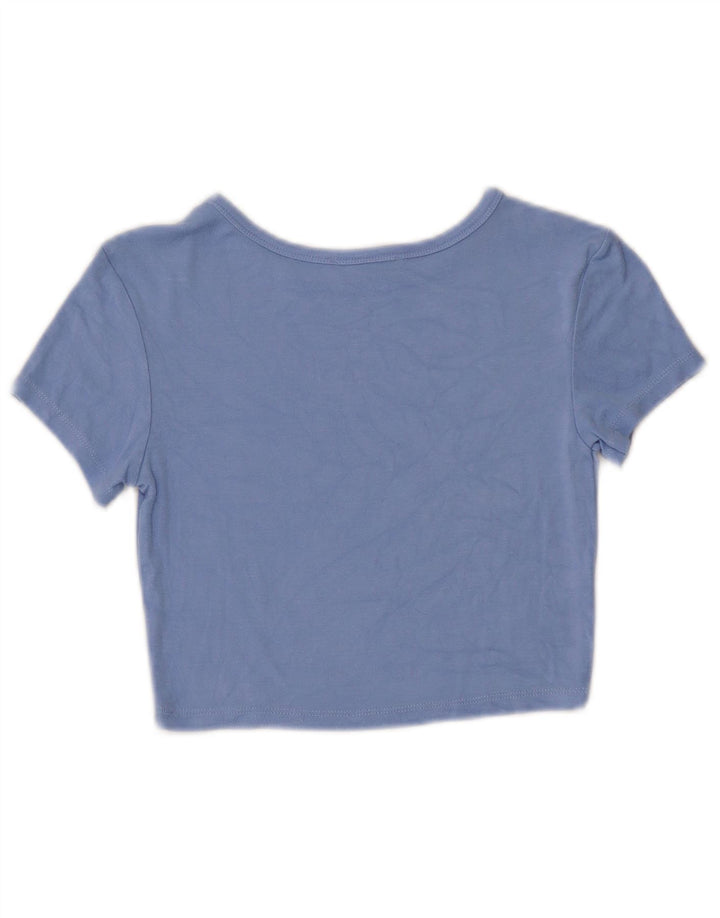 Damski T-shirt Zara Crop Top UK 12 Średni Niebieski