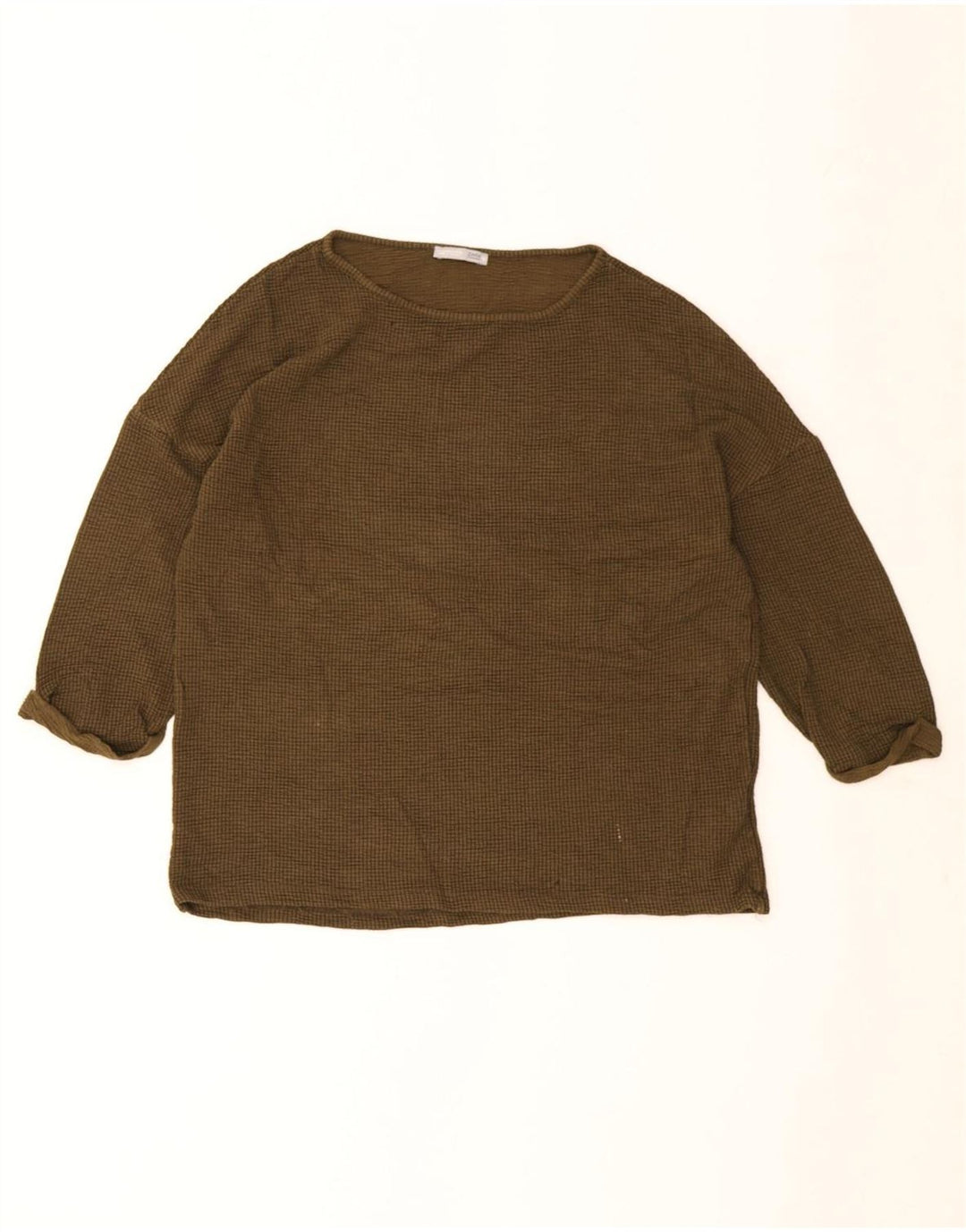Damski top oversize Zara z rękawem 3/4 UK 10 Small Brown wiskoza