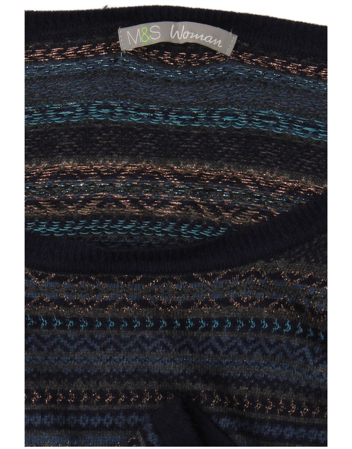Marks & Spencer Damska sukienka sweterkowa UK 14 Średni granatowy Fair Isle