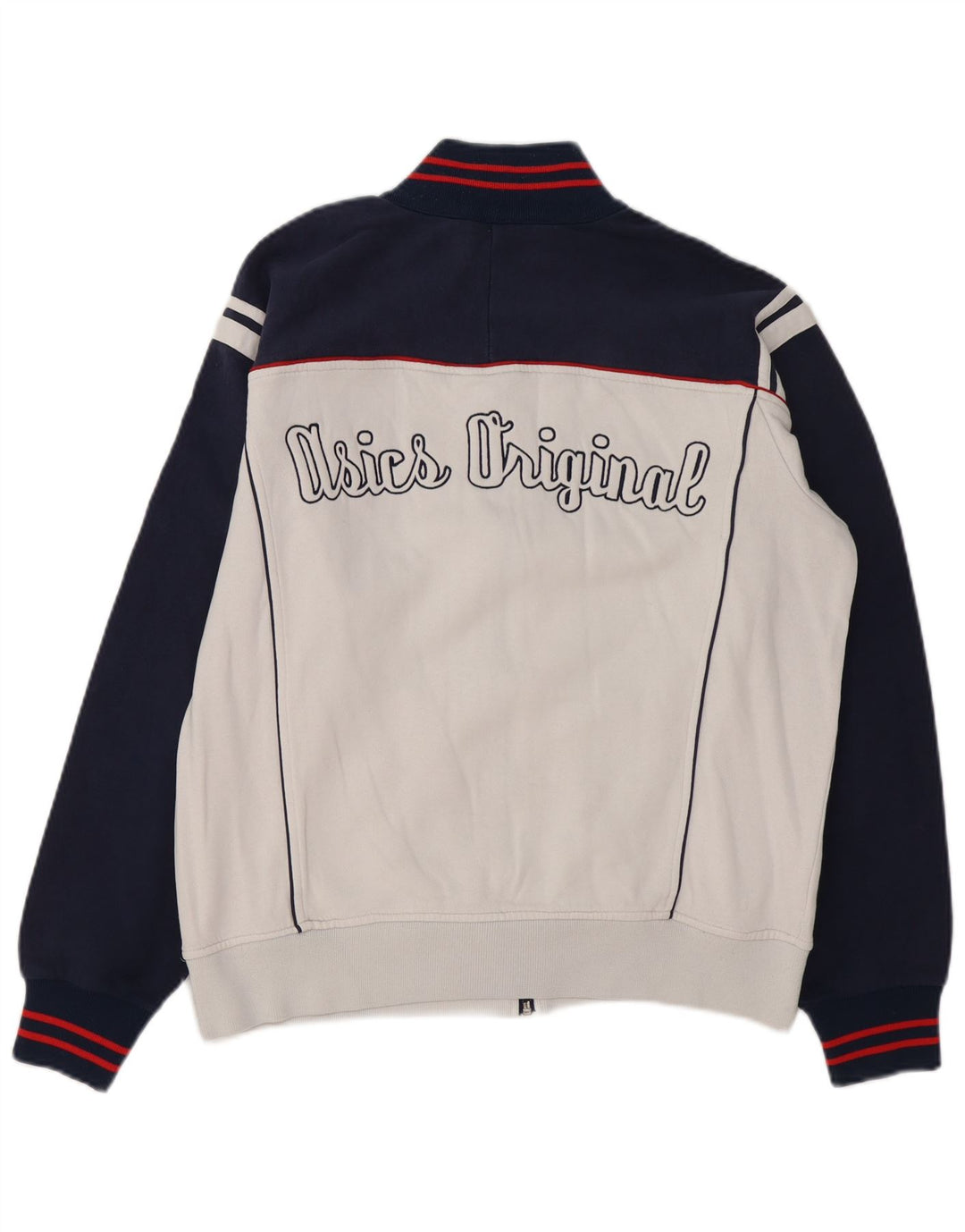 Męska kurtka dresowa ASICS z grafiką, duża, biała, z blokami kolorów