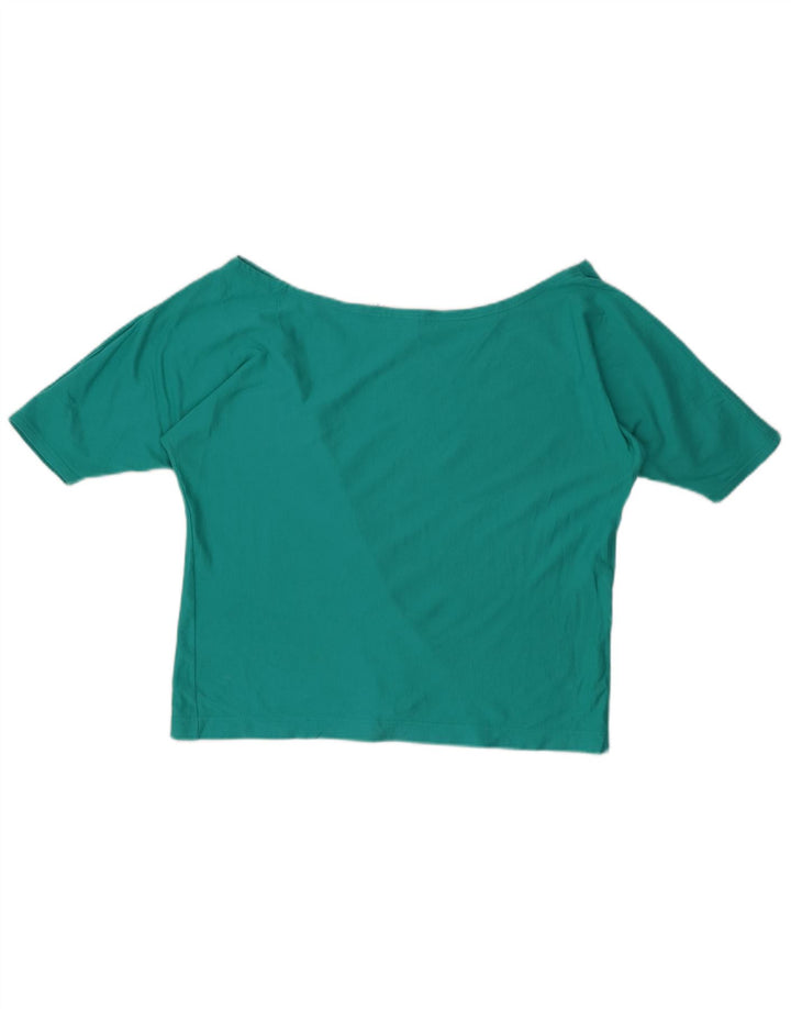 Damski T-shirt BENETTON Crop Top UK 14 Średni turkusowy bawełniany