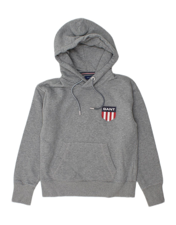 GANT Womens Graphic Hoodie Jumper UK 10 Small Grey Cotton