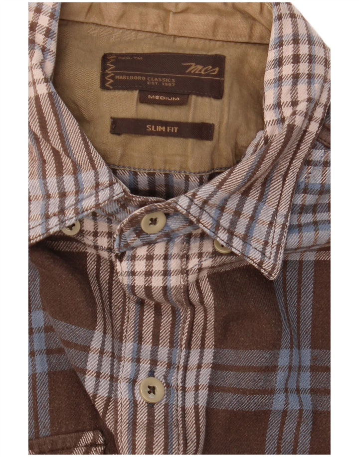 Męska koszula flanelowa Marlboro Classics Slim Fit, średni brąz