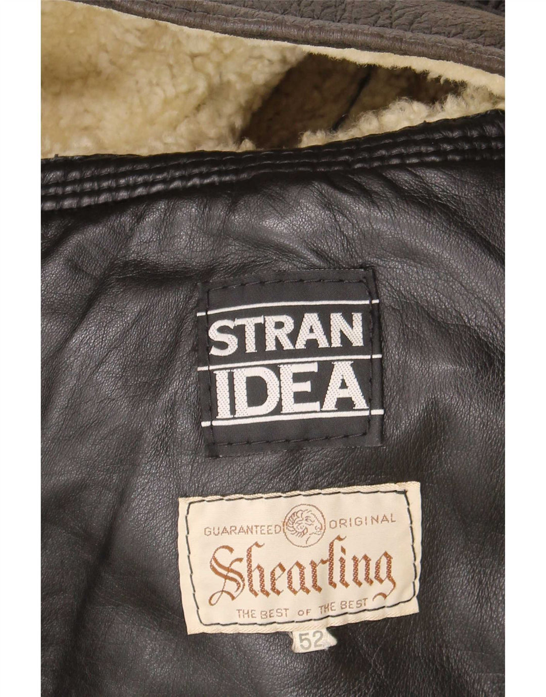 Vintage męska kurtka shearling IT 52 XL brązowa skóra