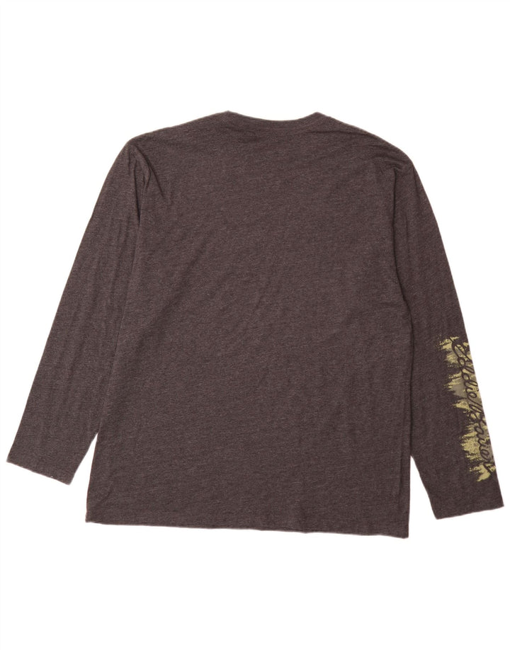 Męski graficzny top Eddie Bauer z długim rękawem, duży, szary, nakrapiany, bawełniany