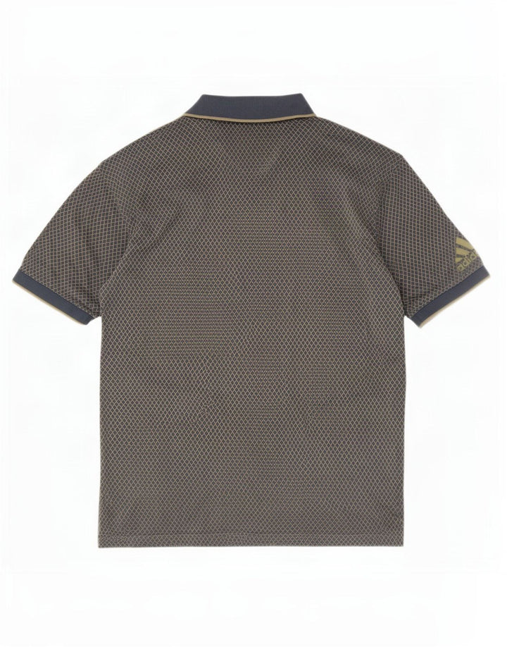 Męska koszulka polo Adidas, duża, szara tkanina argyle/diamentowa bawełna