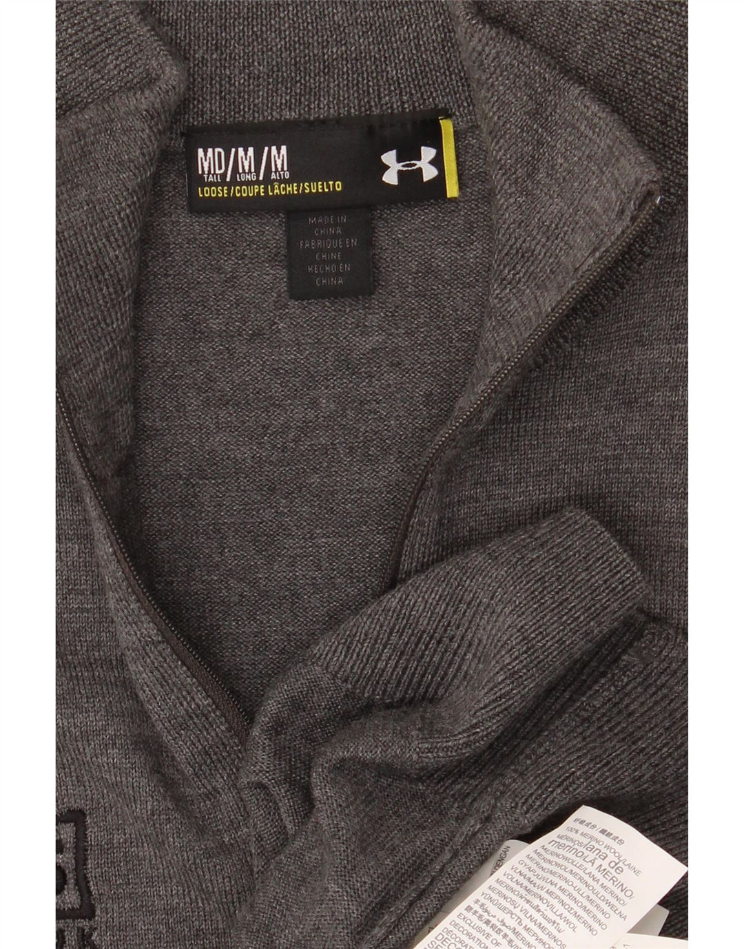 UNDER ARMOUR Męski sweter z grafiką i zamkiem błyskawicznym, średnioszary