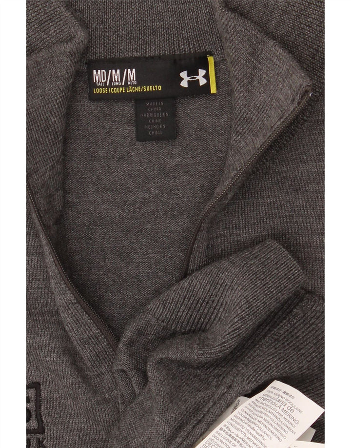 UNDER ARMOUR Męski sweter z grafiką i zamkiem błyskawicznym, średnioszary