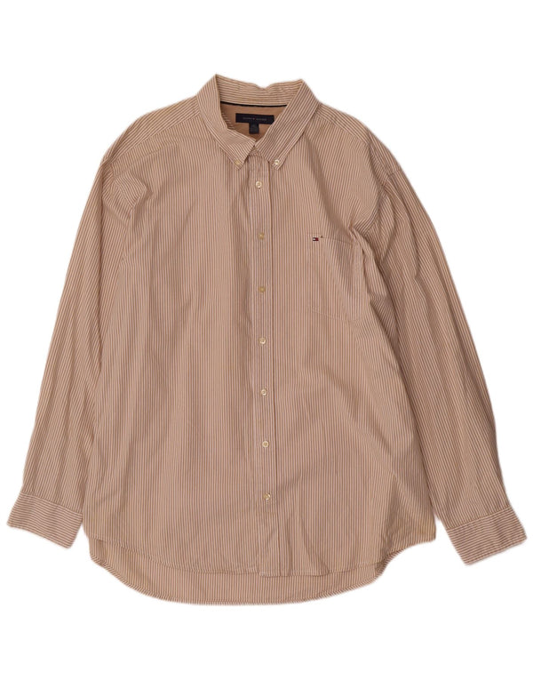 Koszula męska Tommy Hilfiger 2XL, beżowa, bawełniana w prążki