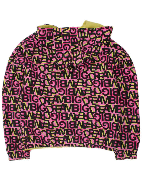 Dwustronna kurtka dziewczęca z kapturem i grafiką VINTAGE 11-12 lat, różowa, bawełniana