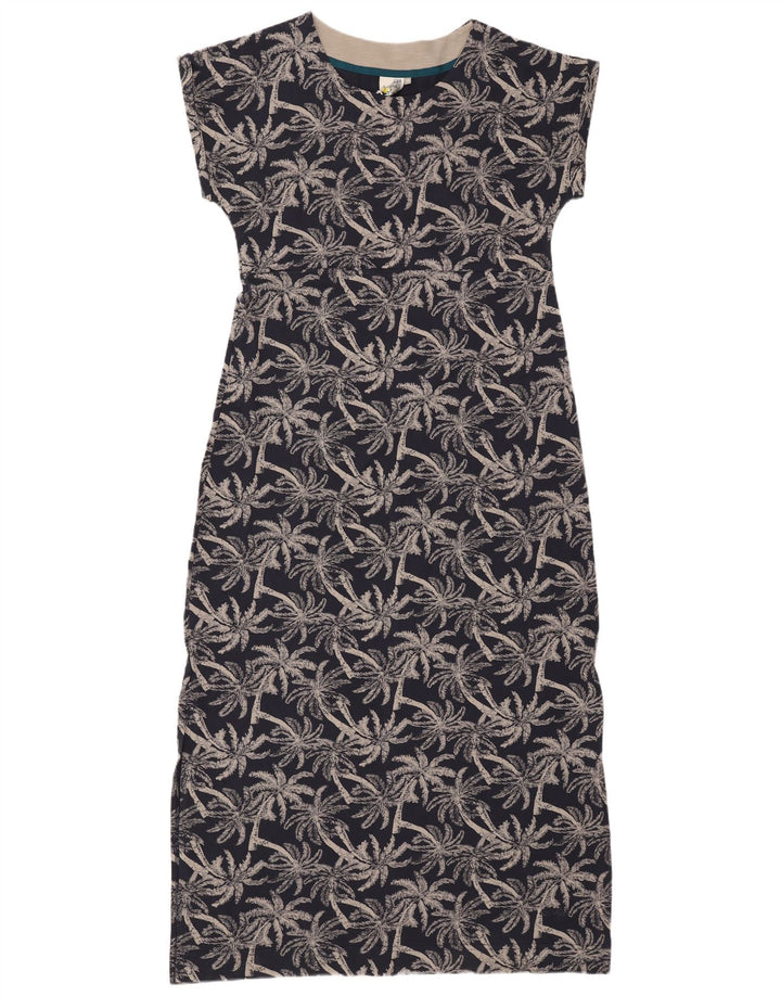 Damska sukienka maxi WEIRD FISH w abstrakcyjny wzór UK 14, duża, granatowa, bawełniana