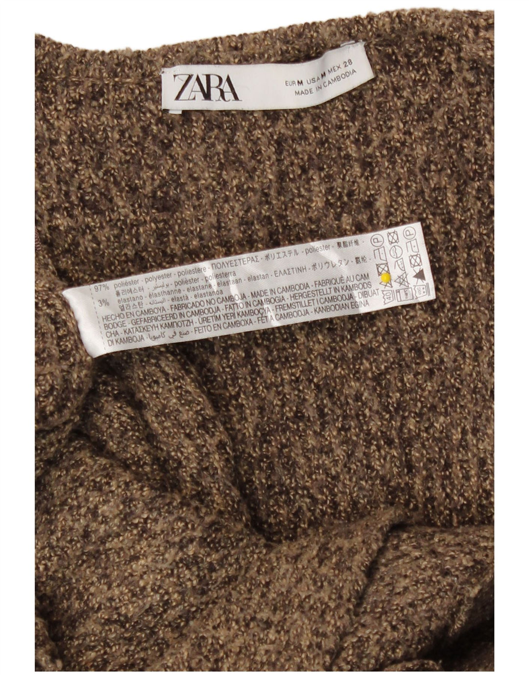 Damski sweter typu oversize z długim rękawem Zara UK 14 Średni brązowy nakrapiany