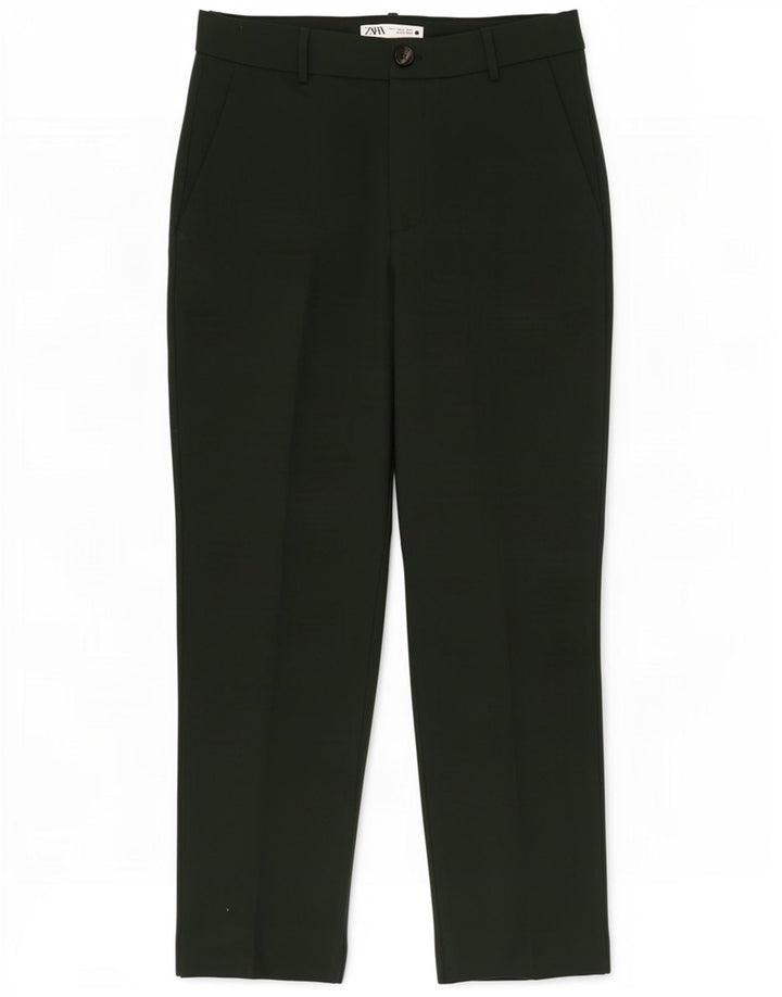 Damskie spodnie garniturowe Zara, duże, W30 L28, zielone, poliestrowe
