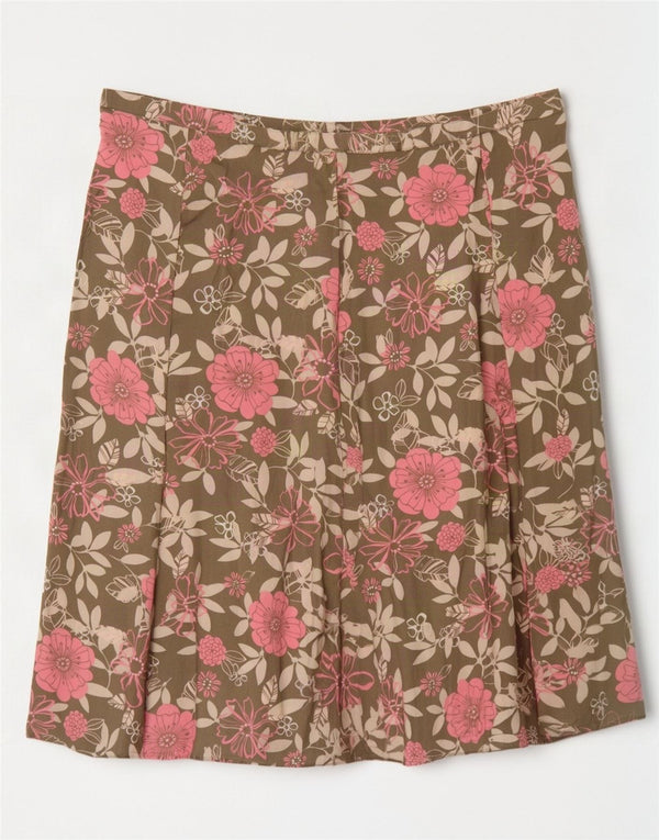 Marks & Spencer Damska plisowana spódnica UK 18 XL W38 Khaki z kwiatową wiskozą
