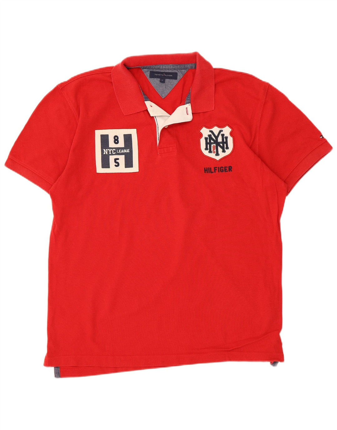 Męska koszulka polo Tommy Hilfiger z grafiką, duża, czerwona, bawełniana
