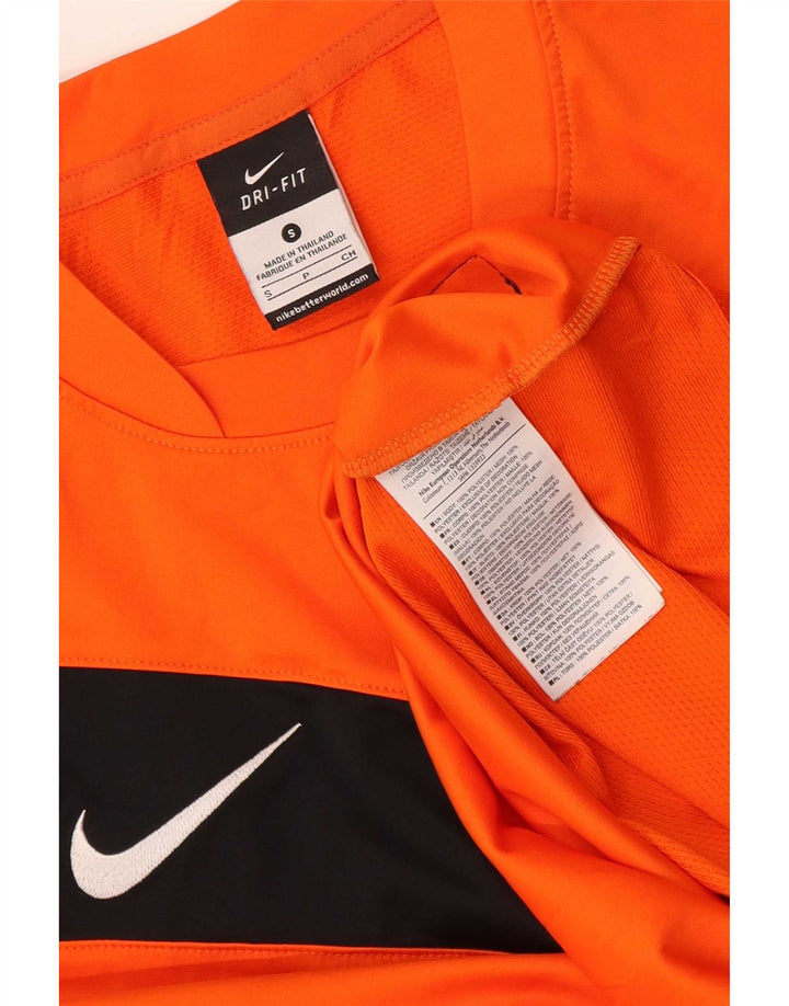 Męski T-shirt Nike Dri Fit z grafiką, mały, pomarańczowy, poliestrowy blok kolorów