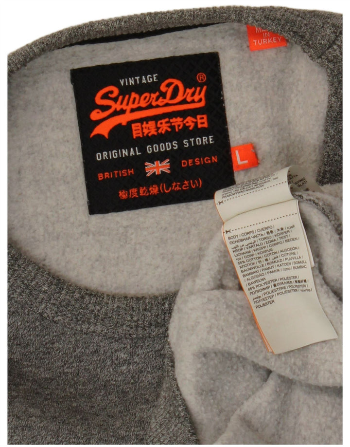 SUPERDRY Męska bluza z grafiką, duża, szara, nakrapiana bawełna