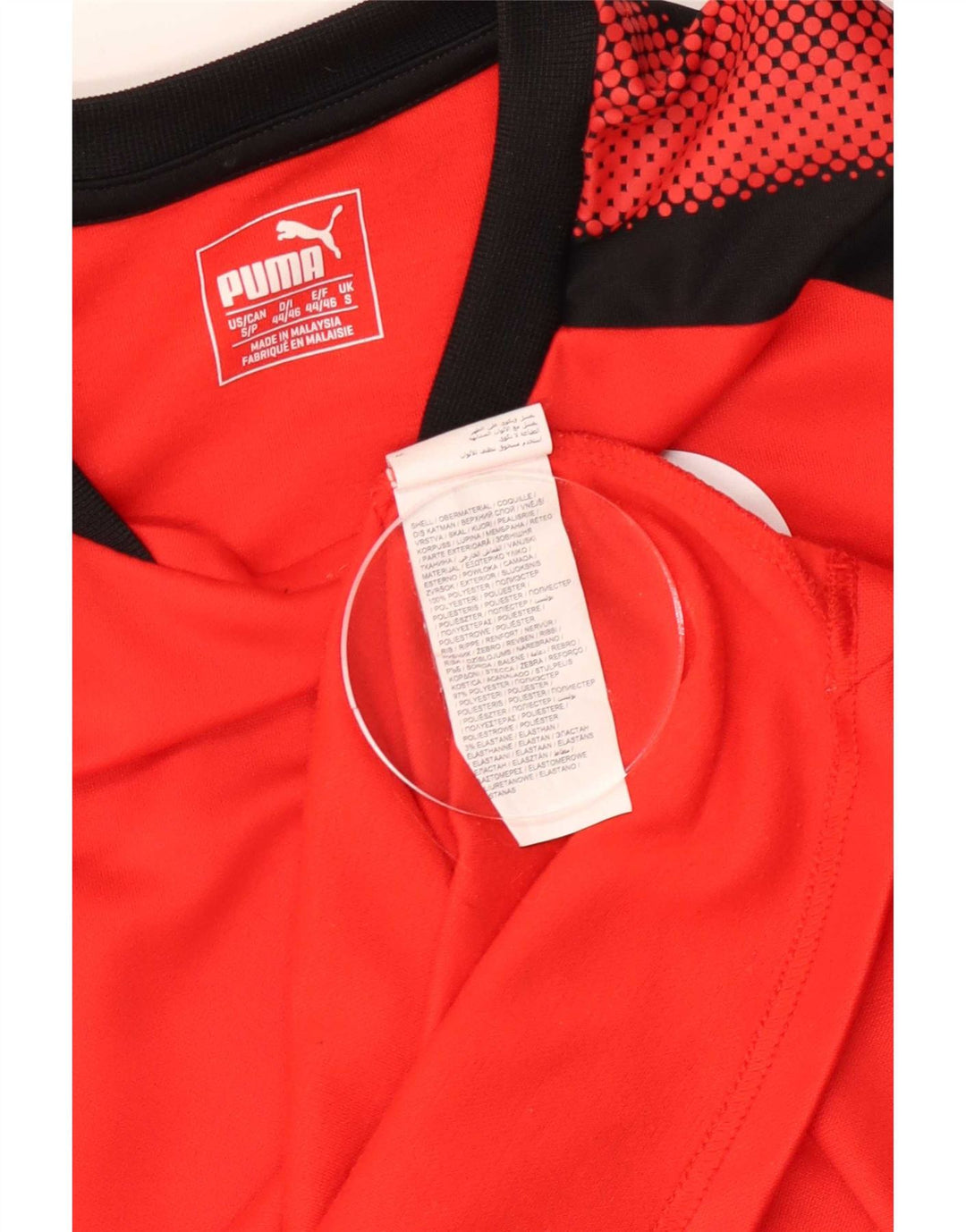 Męski top graficzny Puma z długim rękawem, mały, czerwony, poliester w blokach kolorów