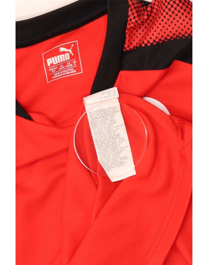 Męski top graficzny Puma z długim rękawem, mały, czerwony, poliester w blokach kolorów