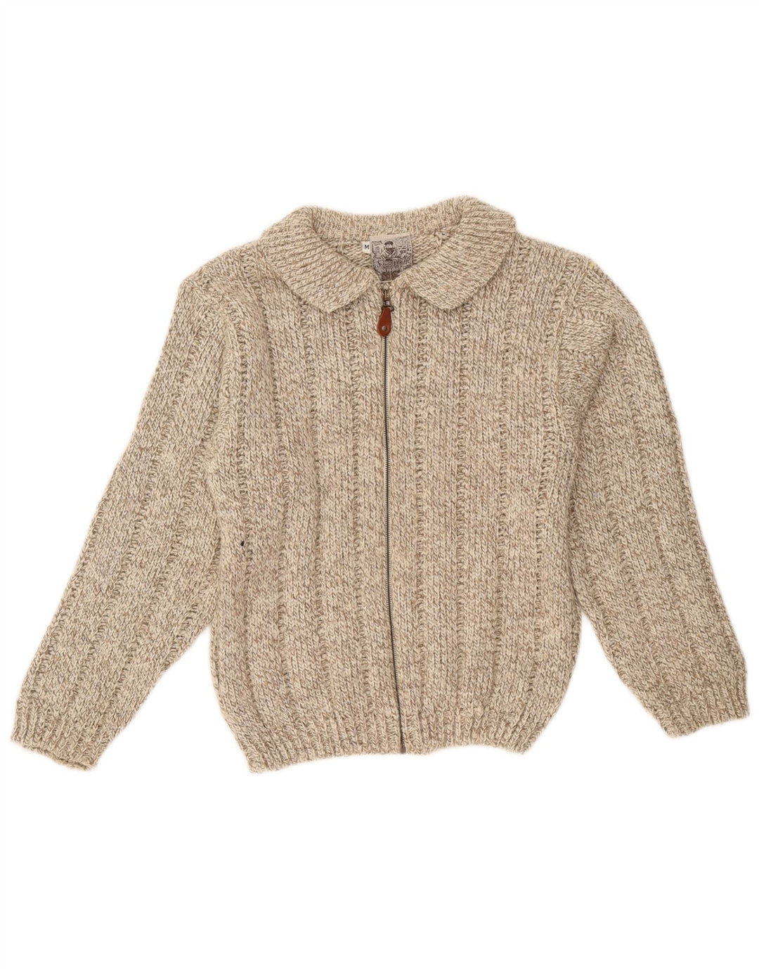 Sweter damski w stylu vintage, UK 14, średni brązowy, wełniany nakrapiany