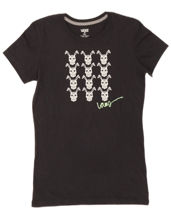 Damska koszulka z grafiką Vans Top UK 12, średnia czarna bawełna