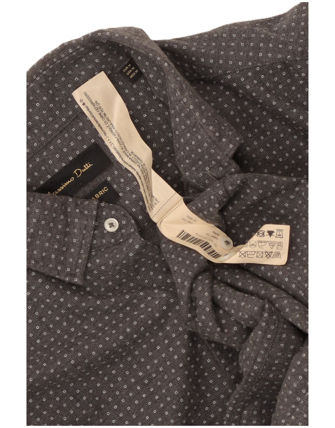 Koszula męska Massimo Dutti Średnioszara, geometryczna bawełna