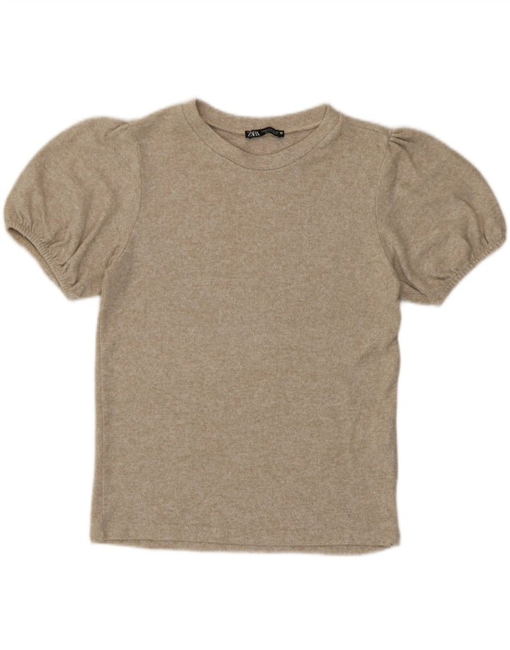 T-shirt damski Zara Top UK 12 Medium Beige Flecked Viscose