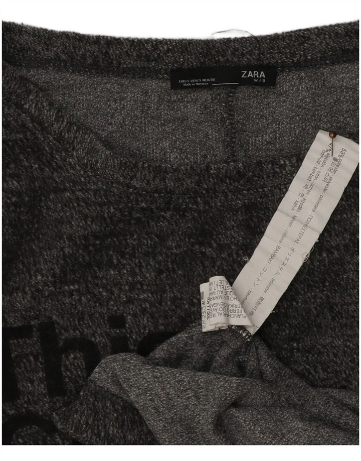 Damski top oversize z grafiką Zara z długim rękawem, UK 8, mały, szary nakrapiany