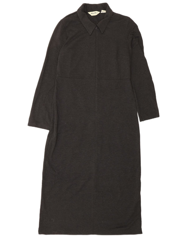 EDDIE BAUER Damska sukienka maxi z długim rękawem, oversize UK 10, mała, szara