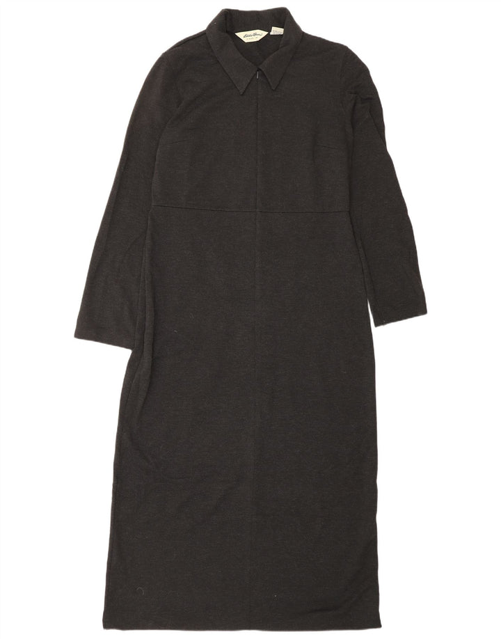 EDDIE BAUER Damska sukienka maxi z długim rękawem, oversize UK 10, mała, szara