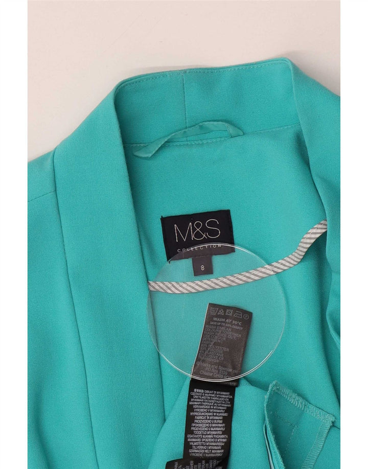 Marks & Spencer Damska otwarta marynarka UK 8, mała, turkusowa, poliester