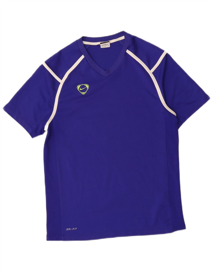Męski T-shirt Nike Dri Fit Top, średni niebieski, poliester z blokami kolorów