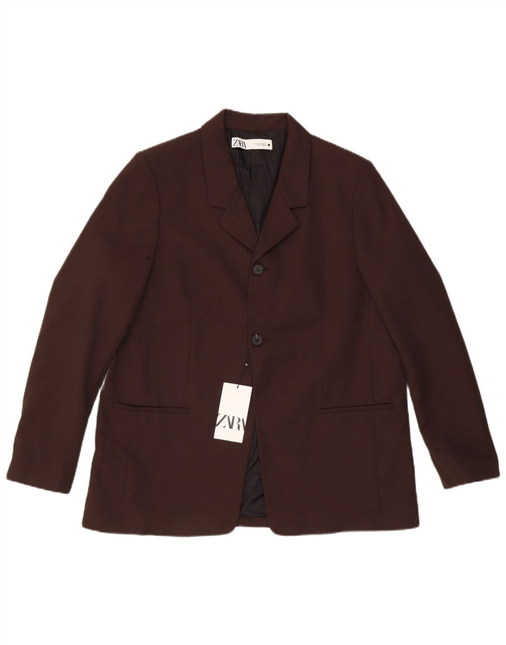Damska marynarka Zara zapinana na 2 guziki, UK 18 XL, brązowy poliester