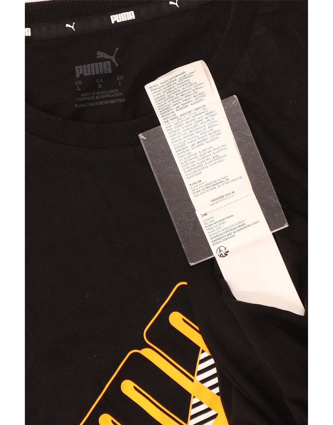 Męska koszulka z grafiką Puma, duża, czarna, bawełniana