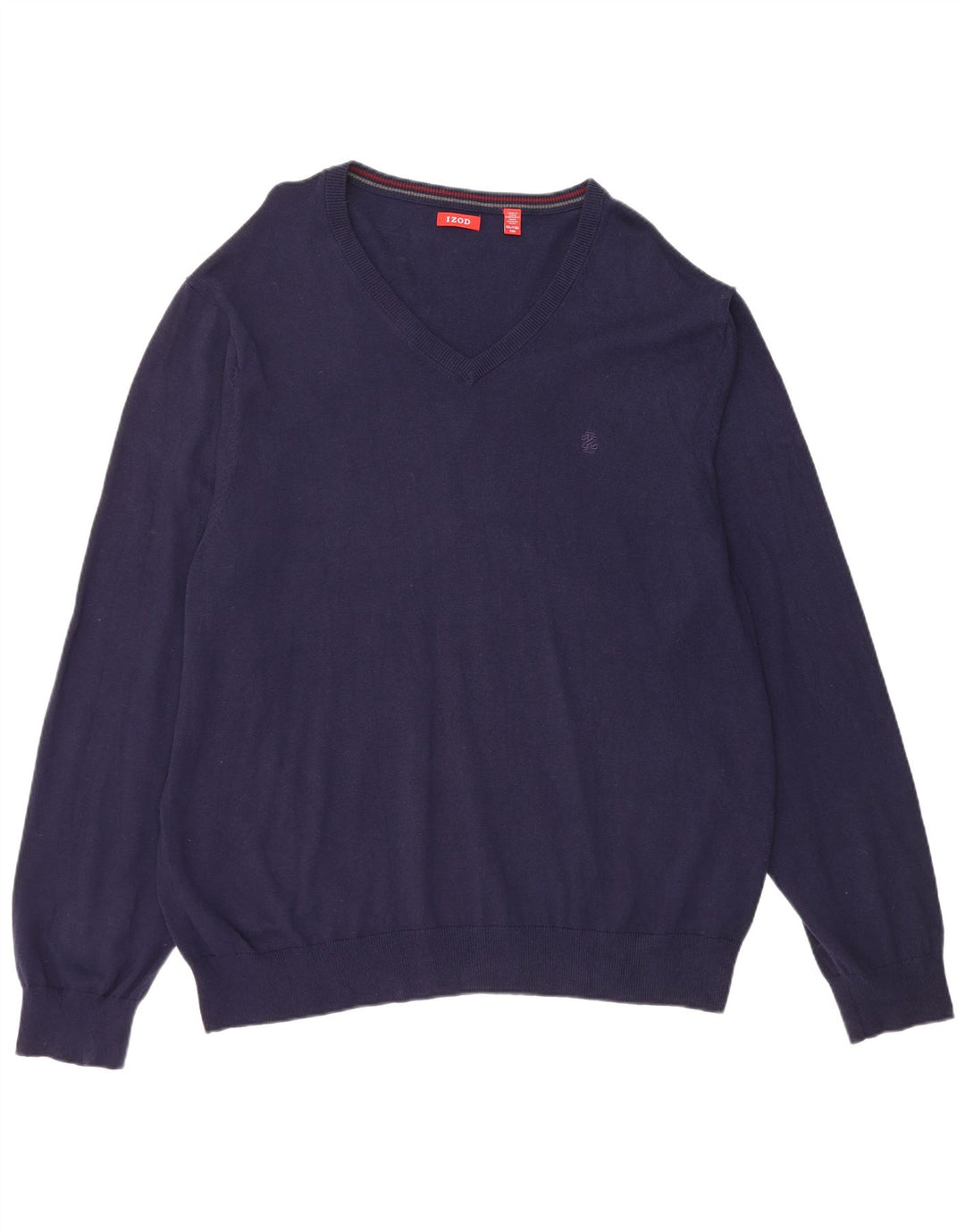 IZOD Męski sweter z dekoltem w kształcie litery V, 2XL, granatowy, bawełniany