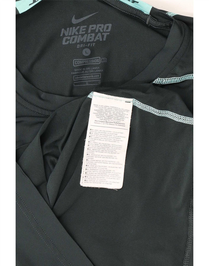 Męska koszulka Nike Dri Fit z grafiką, długim rękawem, dużym, zielonym poliestrem