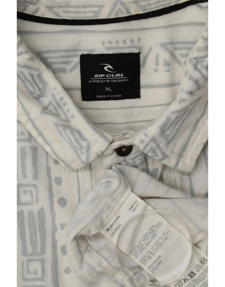 Męska koszula z krótkim rękawem Rip Curl XL, biała, geometryczna wiskoza