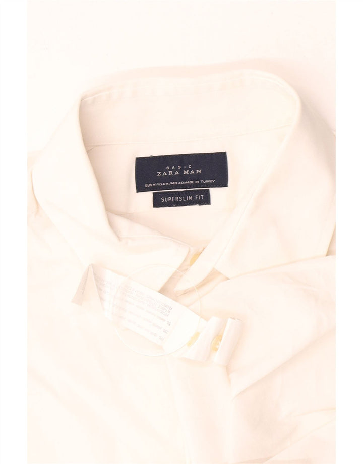 Koszula męska ZARA Super Slim Fit, średnia, biała, bawełniana