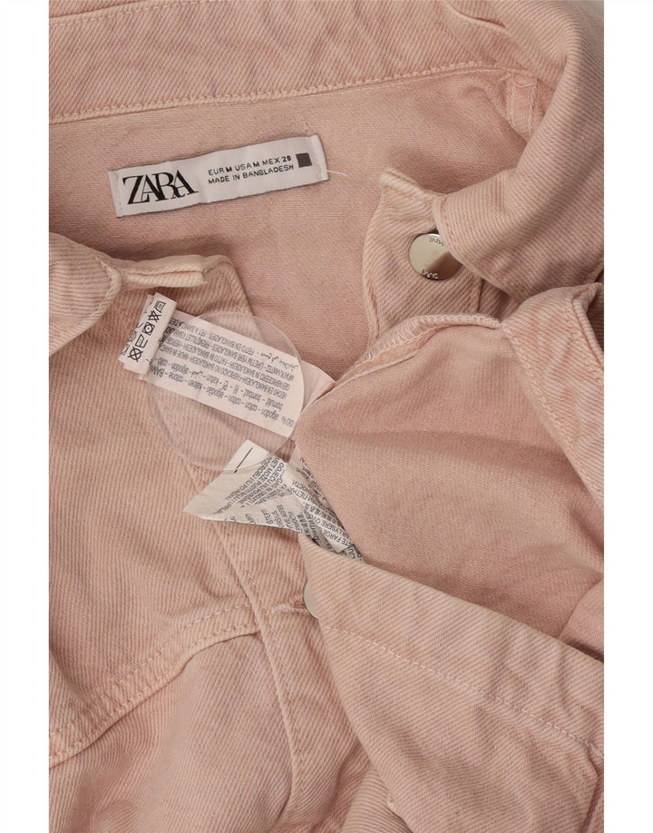 Damska kurtka jeansowa oversize Zara UK 14, średnio różowa, bawełniana