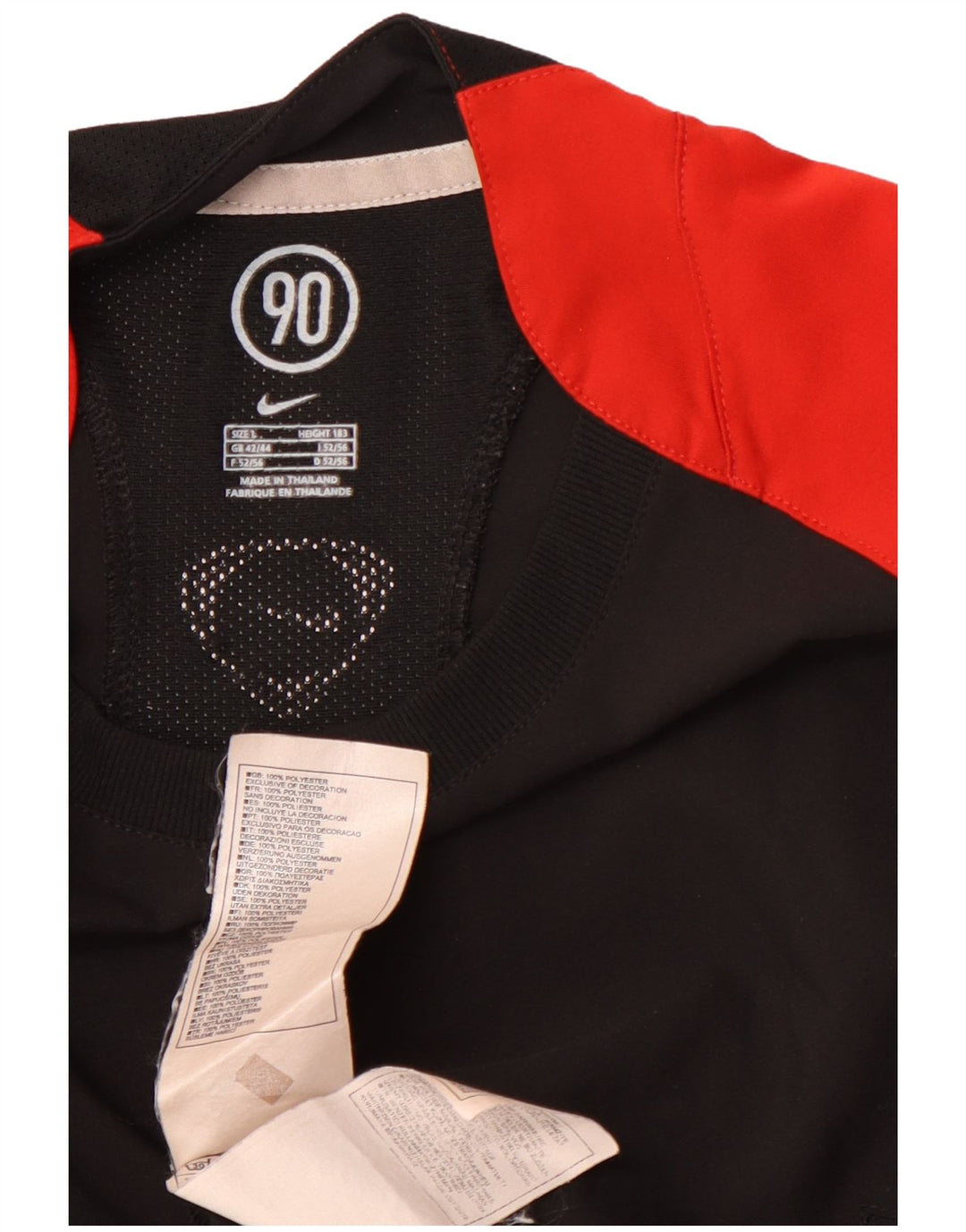 Męski T-shirt NIKE Dri Fit, UK 42/44, duży czarny poliester z blokami kolorów