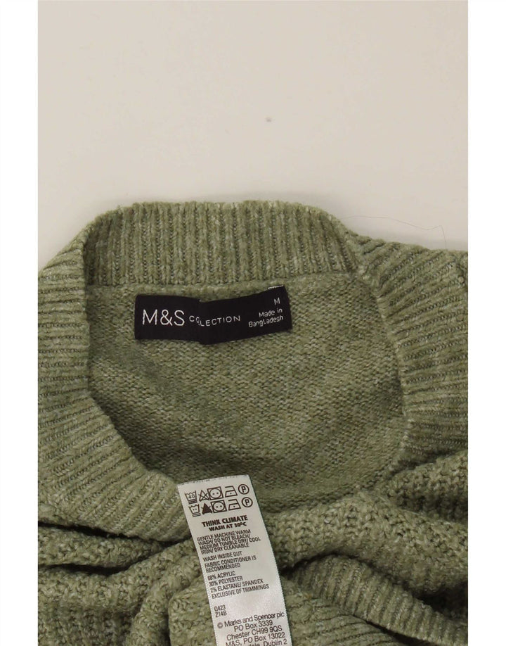 Marks & Spencer Damski sweter z okrągłym dekoltem, UK 14, średni zielony akryl