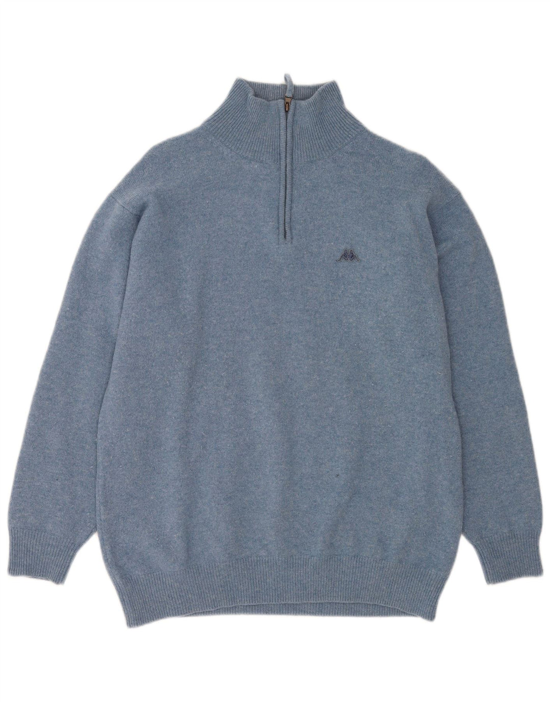 Męski sweter z zamkiem błyskawicznym Kappa 2XL Niebieska, nakrapiana dziewicza wełna