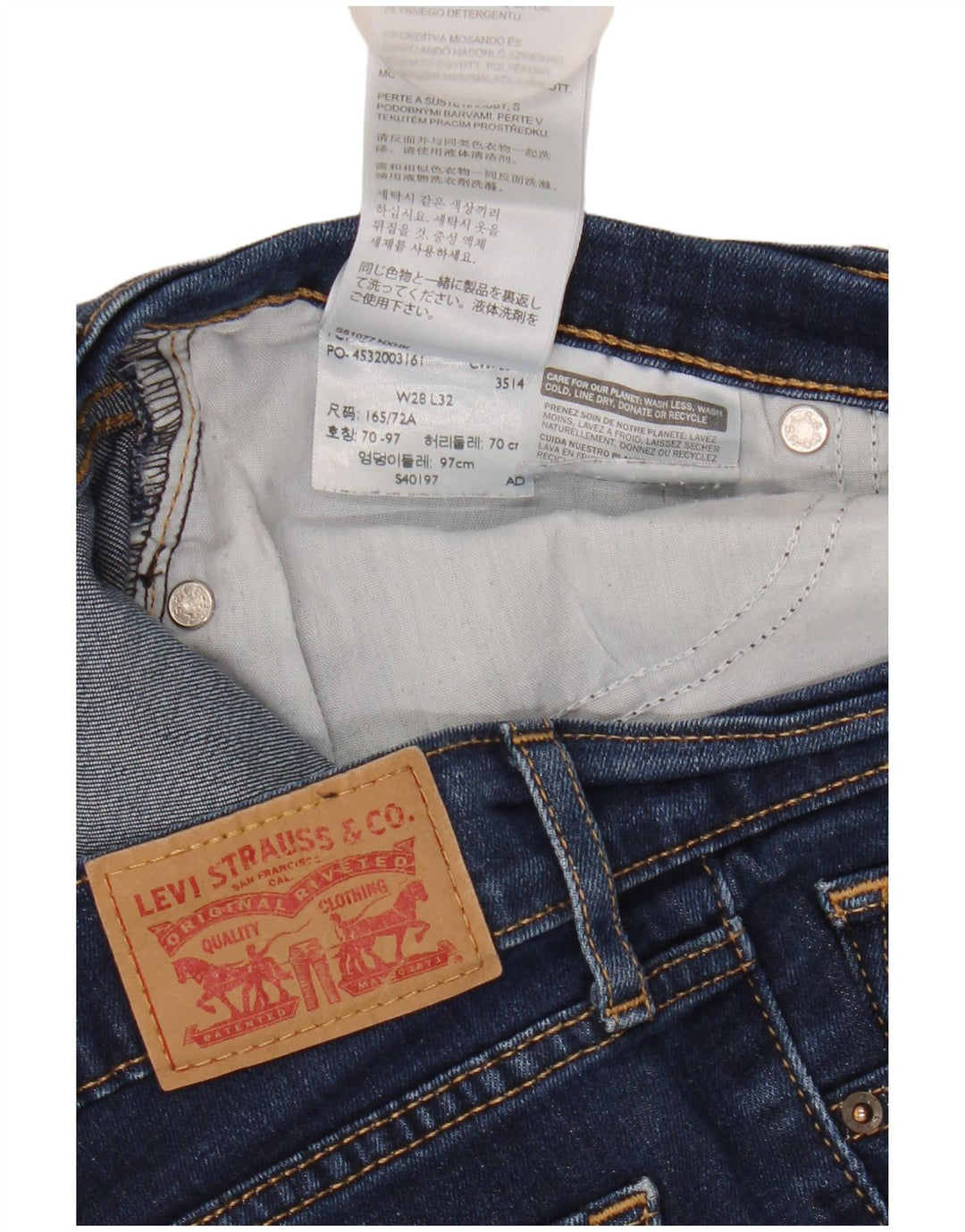 Damskie dżinsy Levi's 714 Straight W28 L27 Niebieskie bawełniane