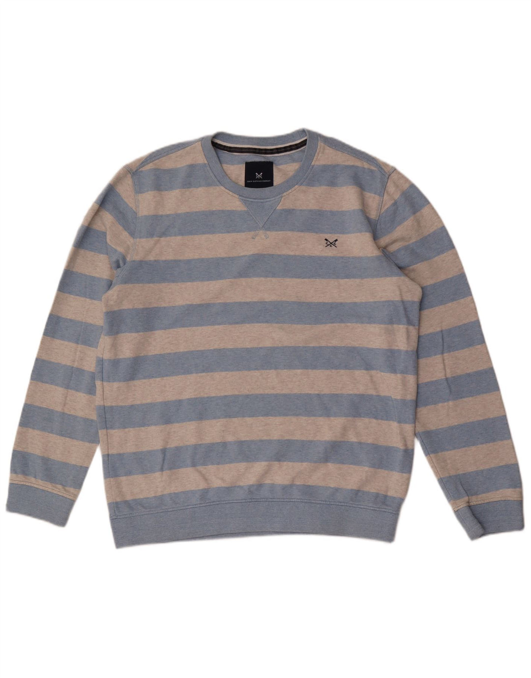 CREW CLOTHING Męska bluza z kapturem, duża, bawełniana w szare paski