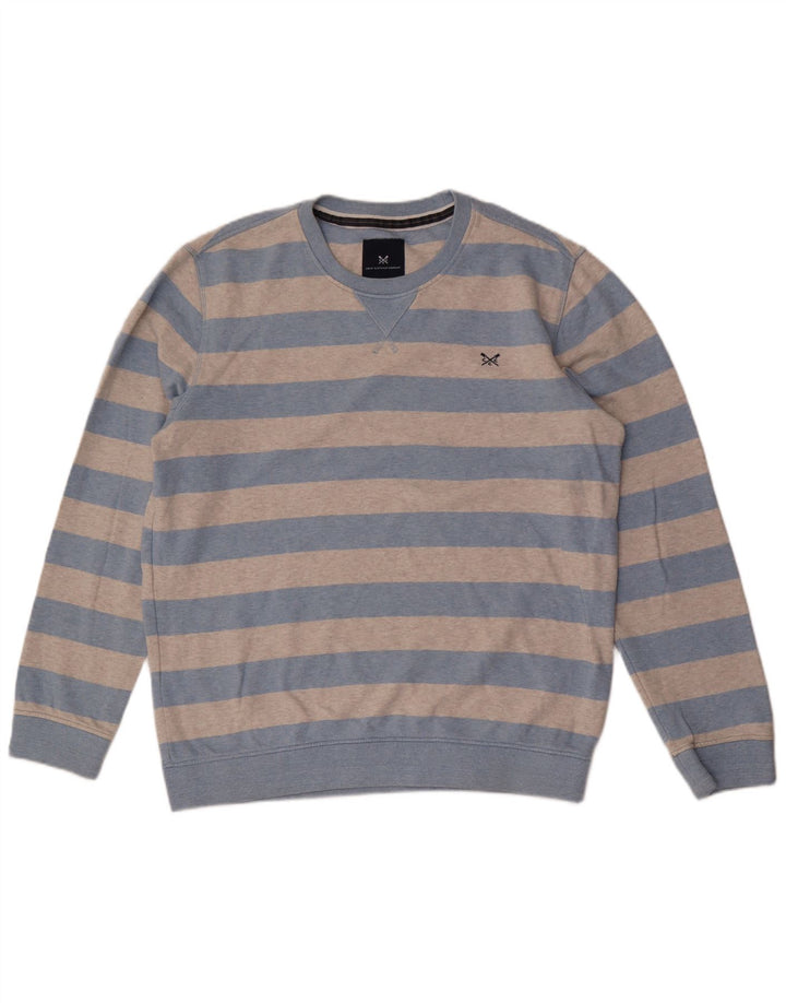 CREW CLOTHING Męska bluza z kapturem, duża, bawełniana w szare paski