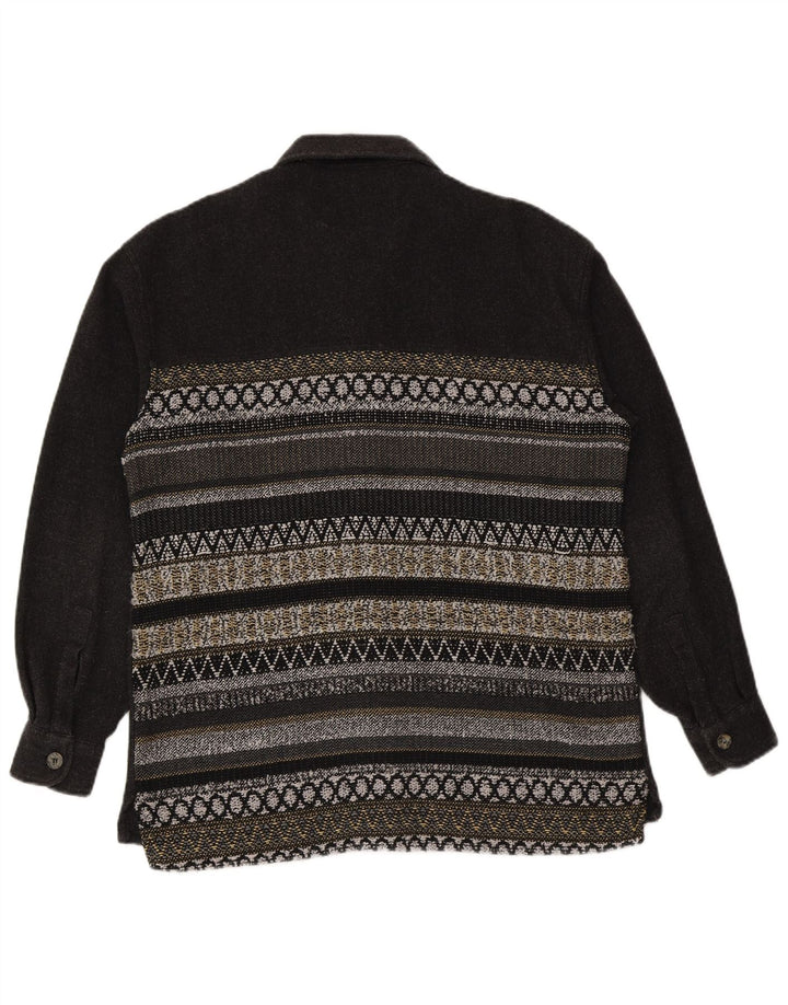 Męska koszula flanelowa w stylu vintage, duża, szara, geometryczna