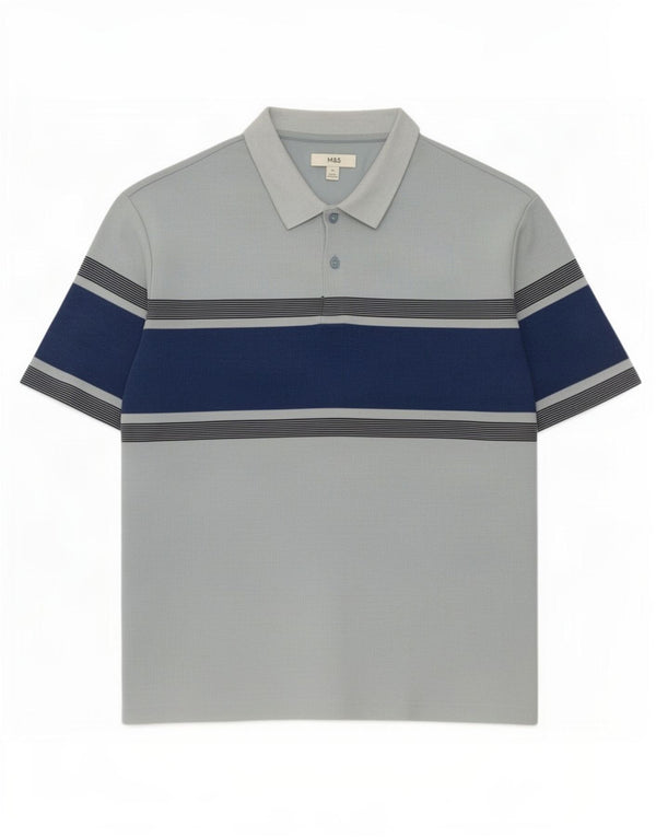 Męska koszulka polo Marks & Spencer 2XL, niebieska, bawełniana w bloki kolorów