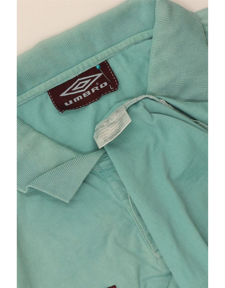 Męska koszulka polo Umbro z grafiką, duża, turkusowa, bawełniana